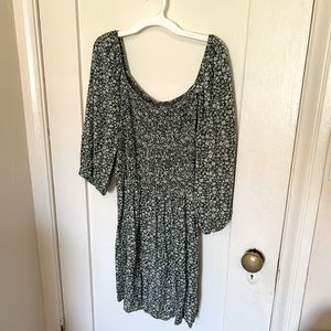 Green floral off the shoulder dress